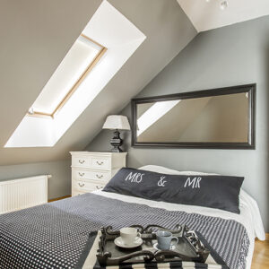 Framed bedroom mirror